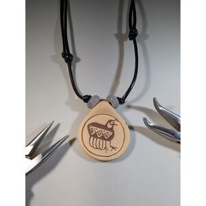 Mimbrea Pottery Bird Pendant Necklace Adjustable Black Cord Southwestern Artisan
